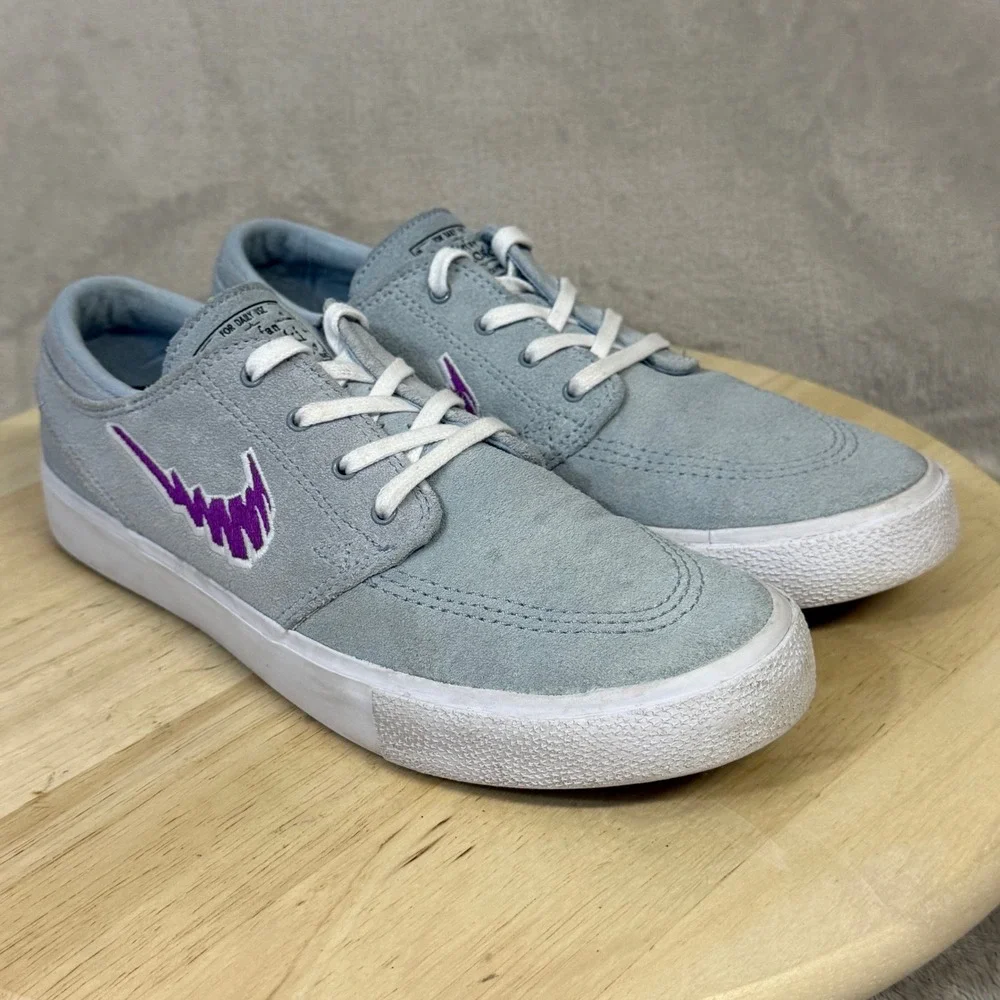Nike SB Stefan Janoski Blue Suede Purple Swoosh Skate Shoes AQ7475-402 Mens 7
